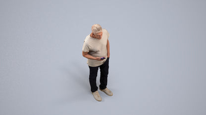3D people model senior man casual standing, scanned human for 3ds Max rendering, back view render