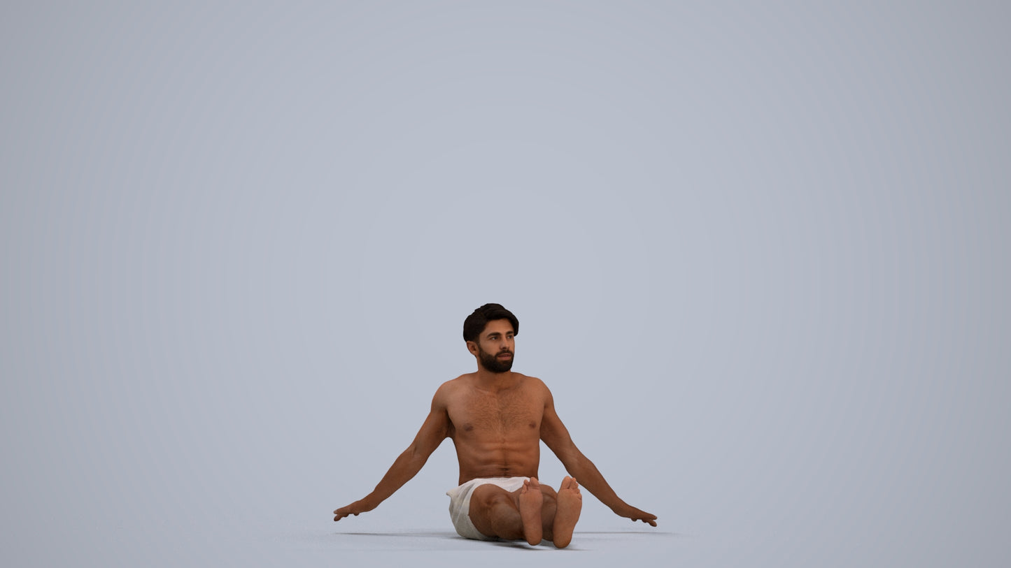 3D human model man pool, photogrammetry scanned person for archviz, standing pose render