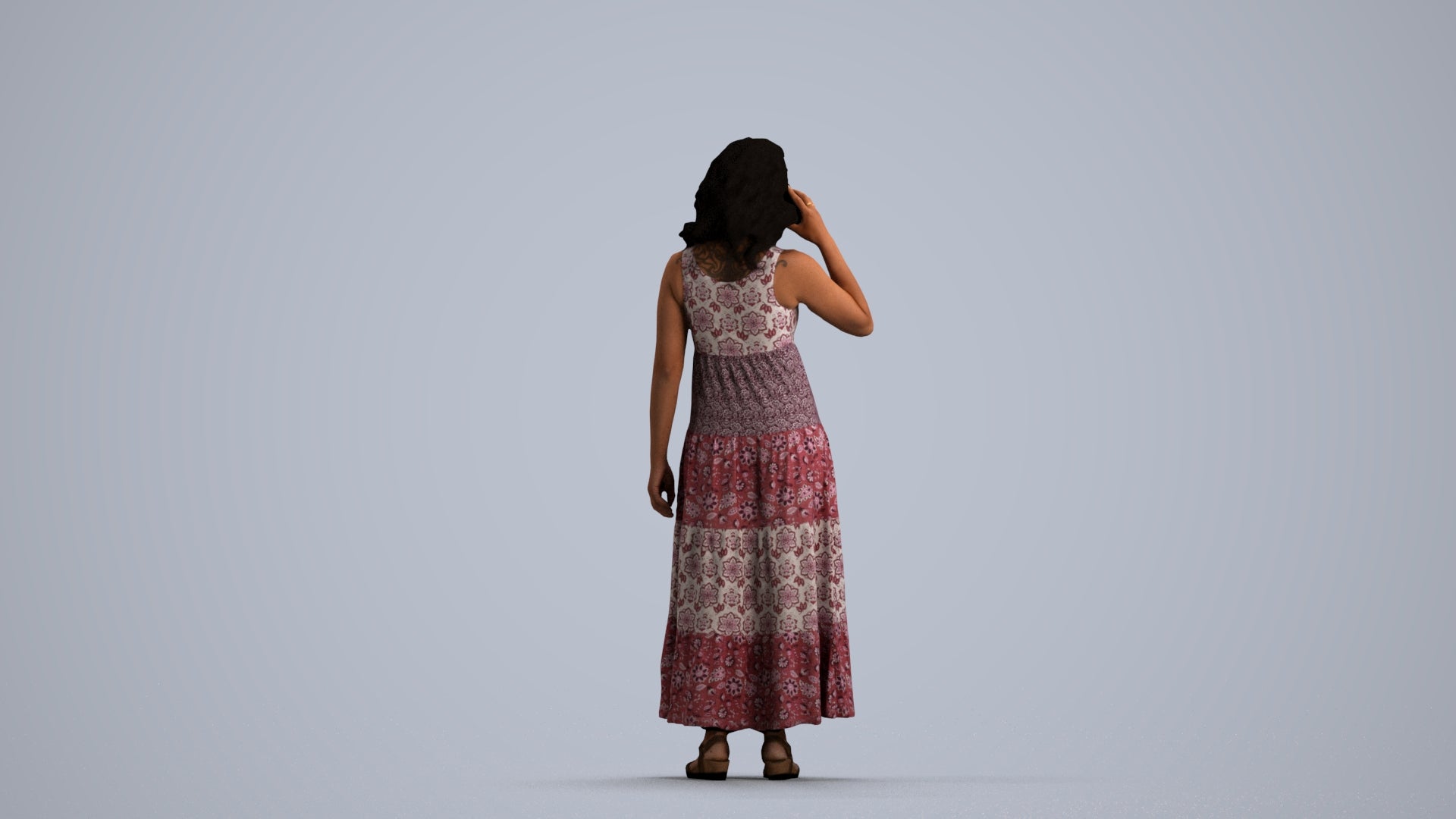 3D people model woman casual standing, scanned human for 3ds Max rendering, front view render