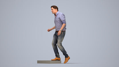 realistic 3D human man casual standing, archviz people FBX OBJ for Blender, top-down view render
