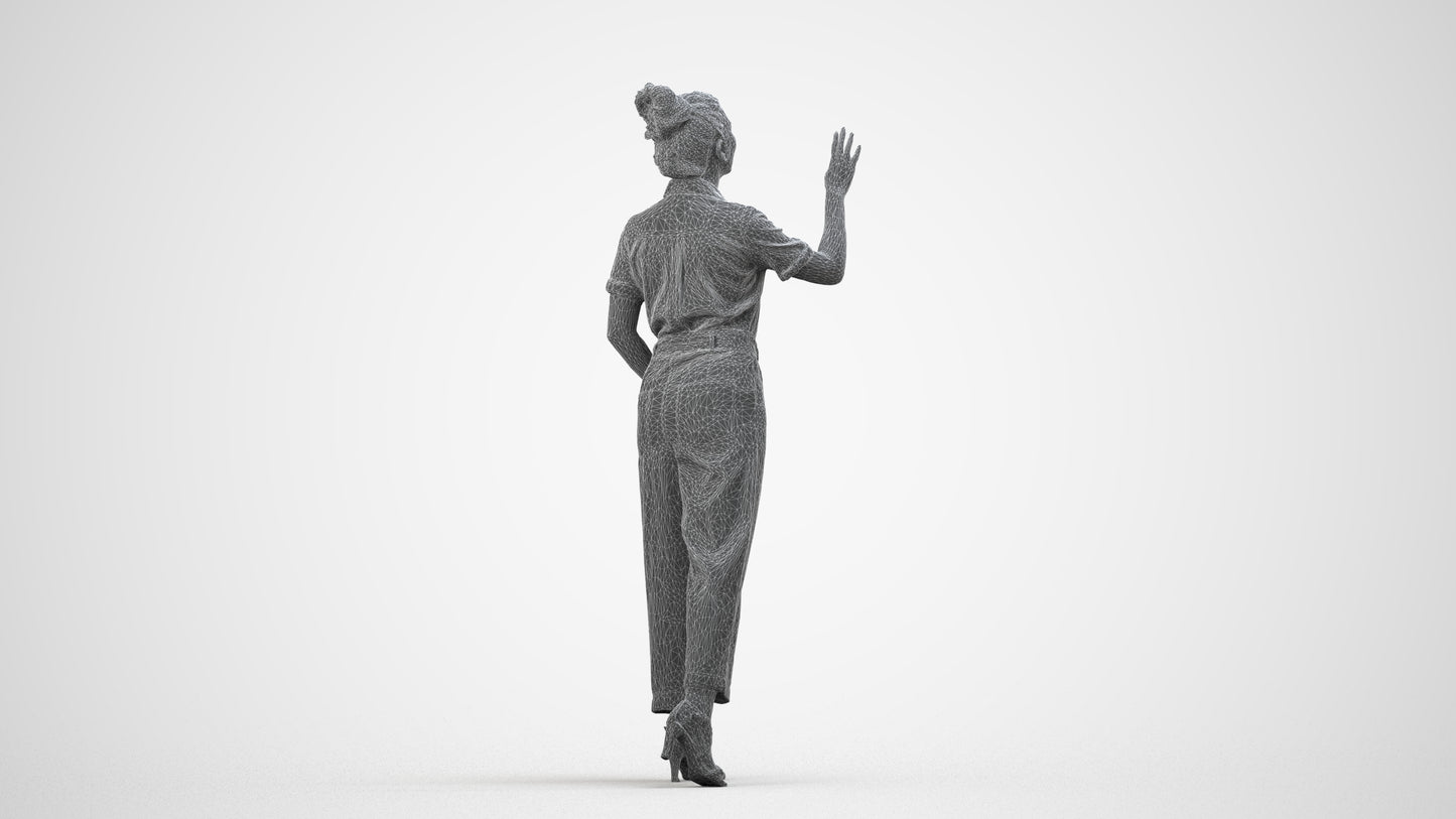 photogrammetry 3D woman business standing, realistic human model archviz FBX, wireframe side view