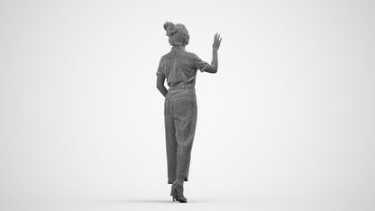 photogrammetry 3D woman business standing, realistic human model archviz FBX, wireframe side view
