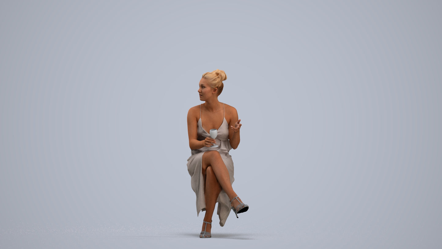 3D scanned woman formalaffairs formal, photorealistic archviz people for Enscape and SketchUp, standing pose render