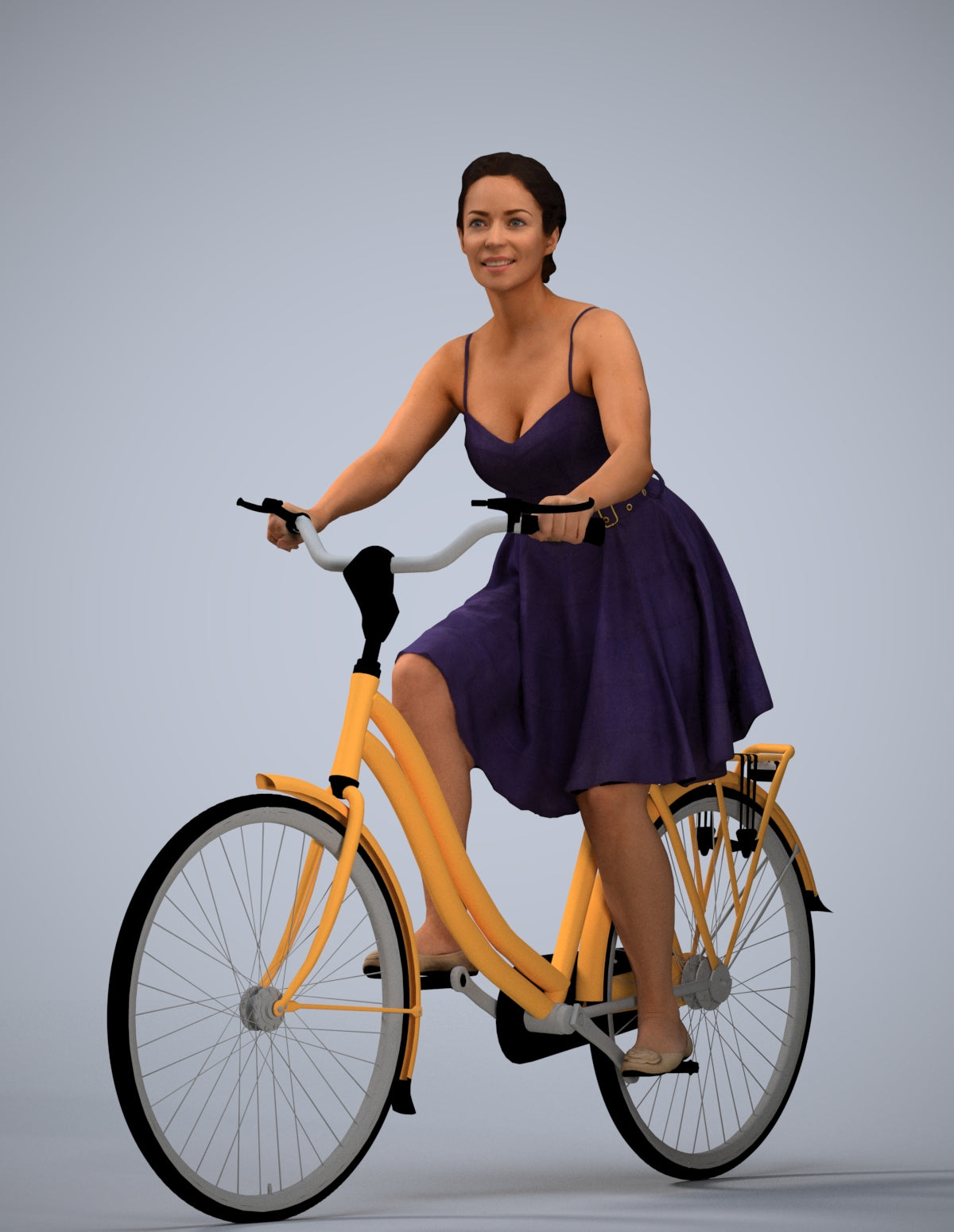 realistic 3D human woman formal cycling, archviz people FBX OBJ for Blender
