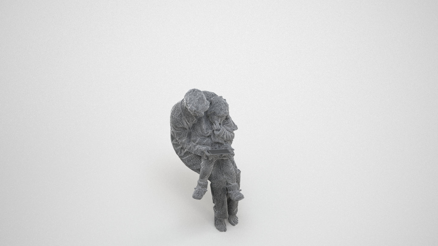 realistic 3D boy casual kids, scanned archviz people for Blender and 3ds Max, wireframe three-quarter view