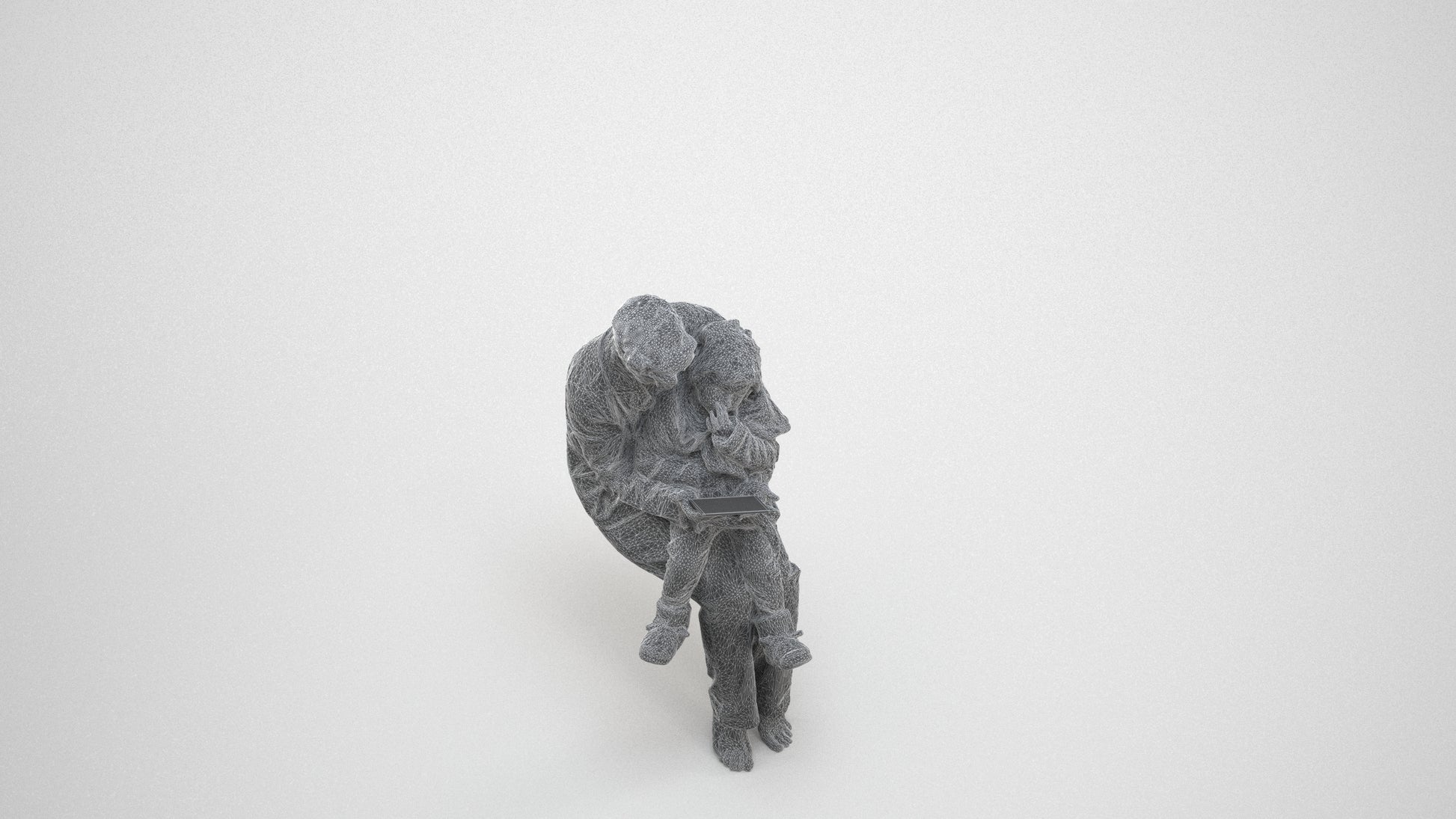 realistic 3D boy casual kids, scanned archviz people for Blender and 3ds Max, wireframe three-quarter view
