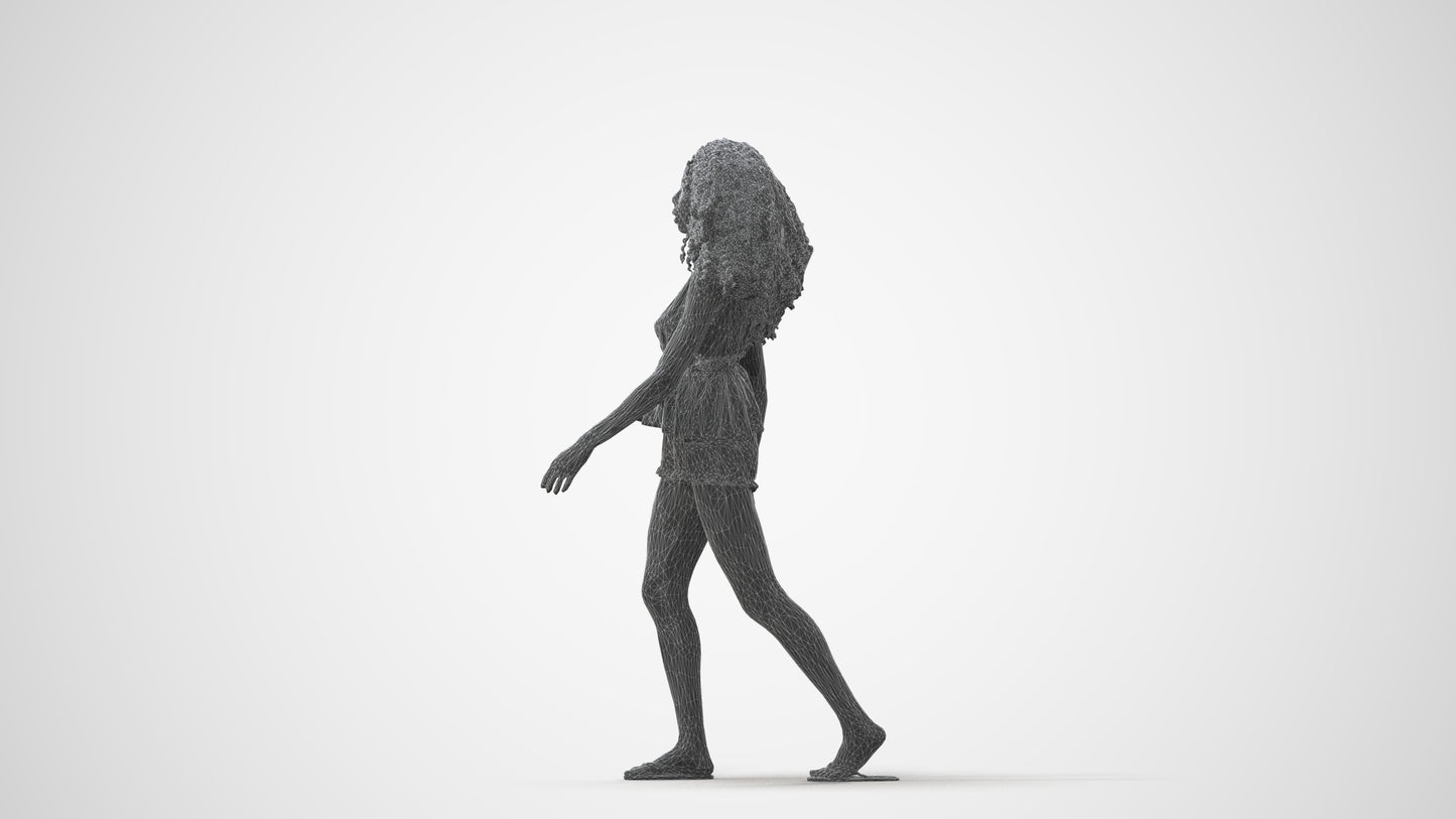 realistic 3D people woman casual walking, render-ready for V-Ray and Corona, FBX OBJ, square thumbnail