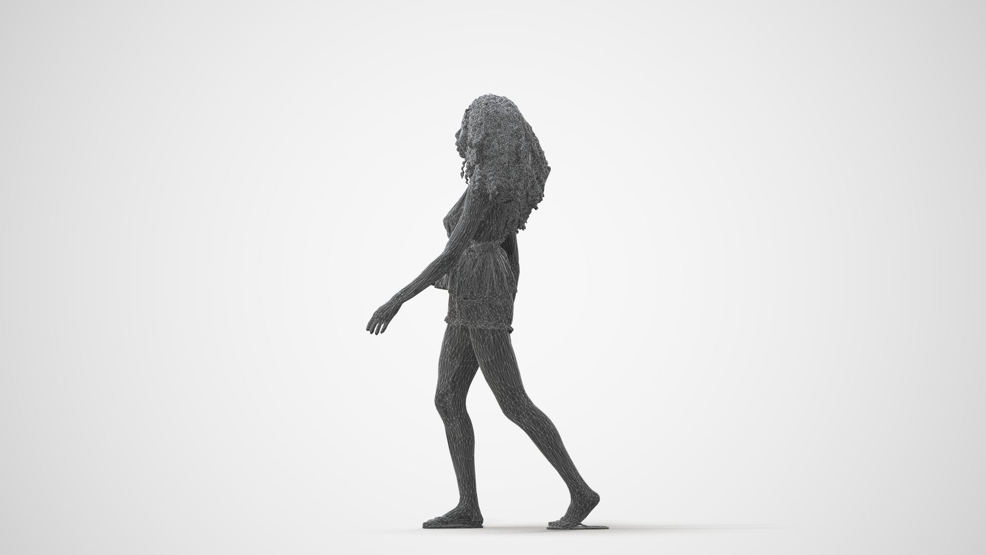 realistic 3D people woman casual walking, render-ready for V-Ray and Corona, FBX OBJ, square thumbnail
