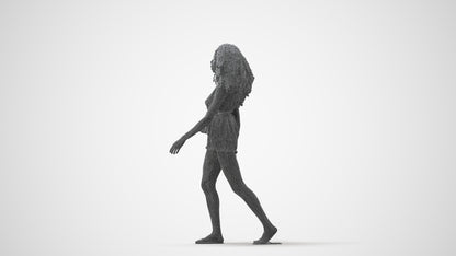 realistic 3D people woman casual walking, render-ready for V-Ray and Corona, FBX OBJ, square thumbnail