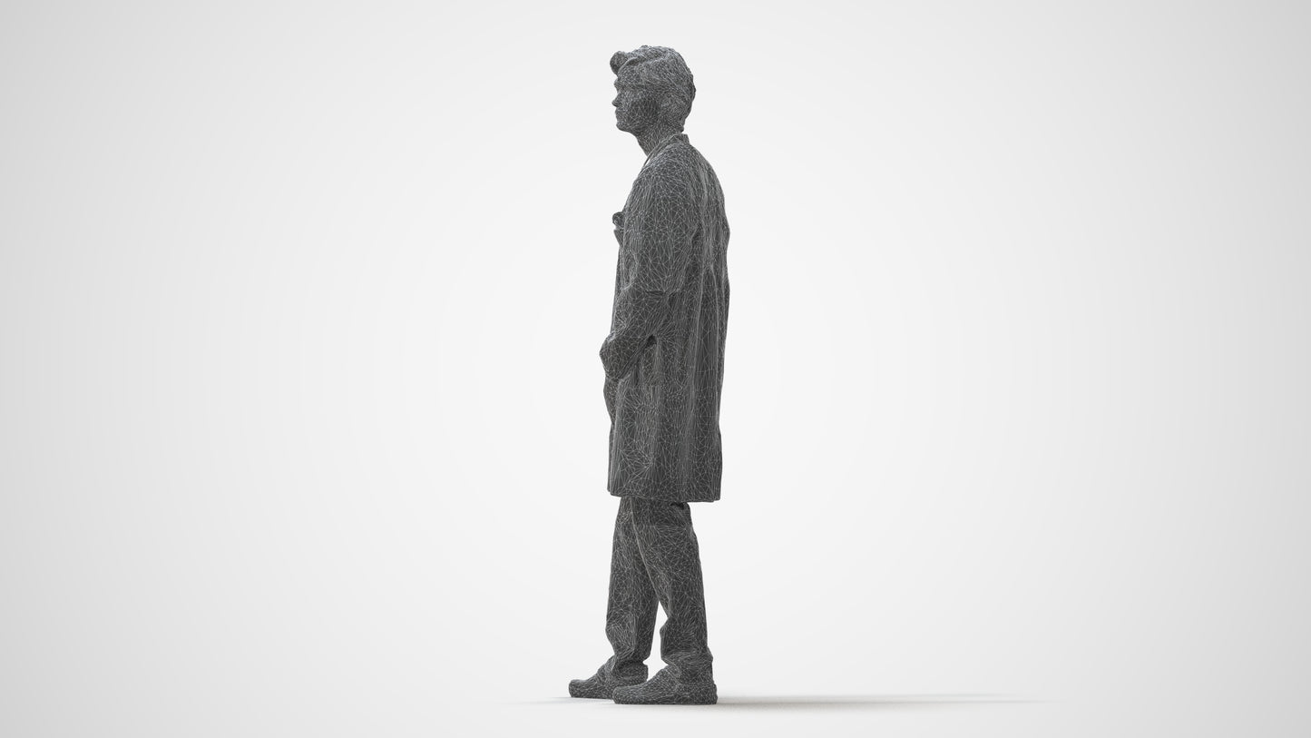 scanned 3D man standing, photogrammetry people for Enscape and V-Ray, square thumbnail