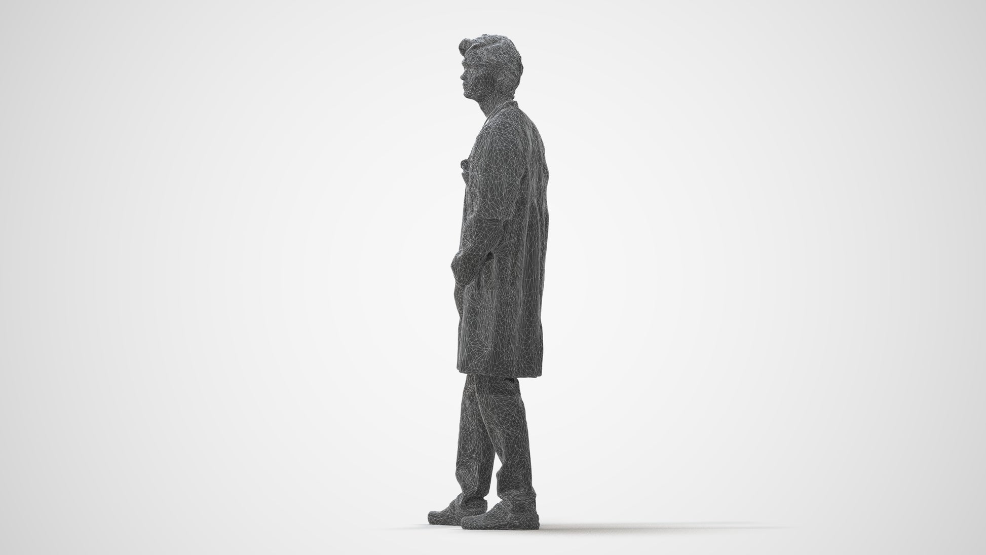 scanned 3D man standing, photogrammetry people for Enscape and V-Ray, square thumbnail
