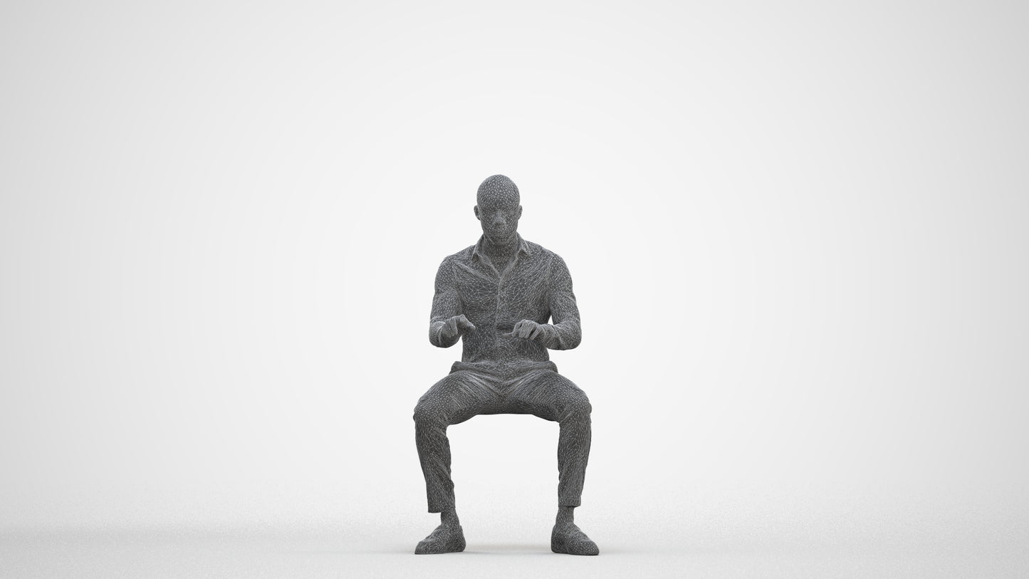 scanned 3D man business, photogrammetry people for Enscape and V-Ray, three-quarter front view render