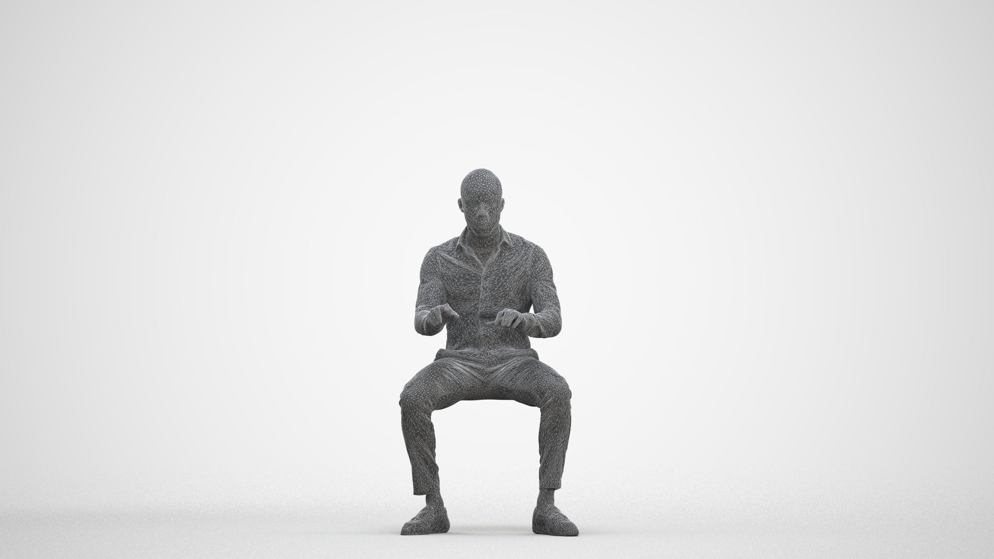 scanned 3D man business, photogrammetry people for Enscape and V-Ray, three-quarter front view render