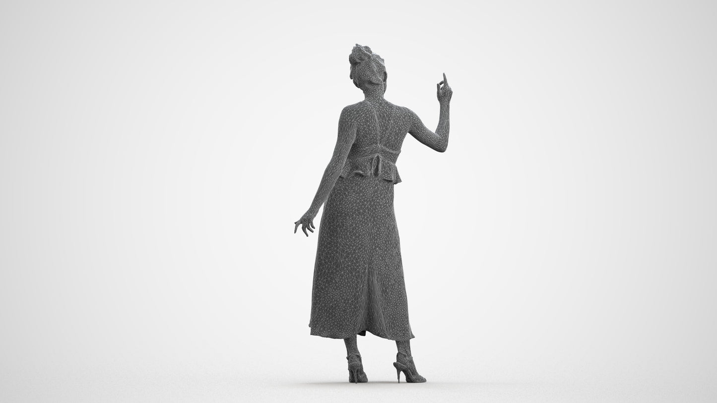 scanned 3D woman formal formalaffairs, photogrammetry people for Enscape and V-Ray, wireframe front view