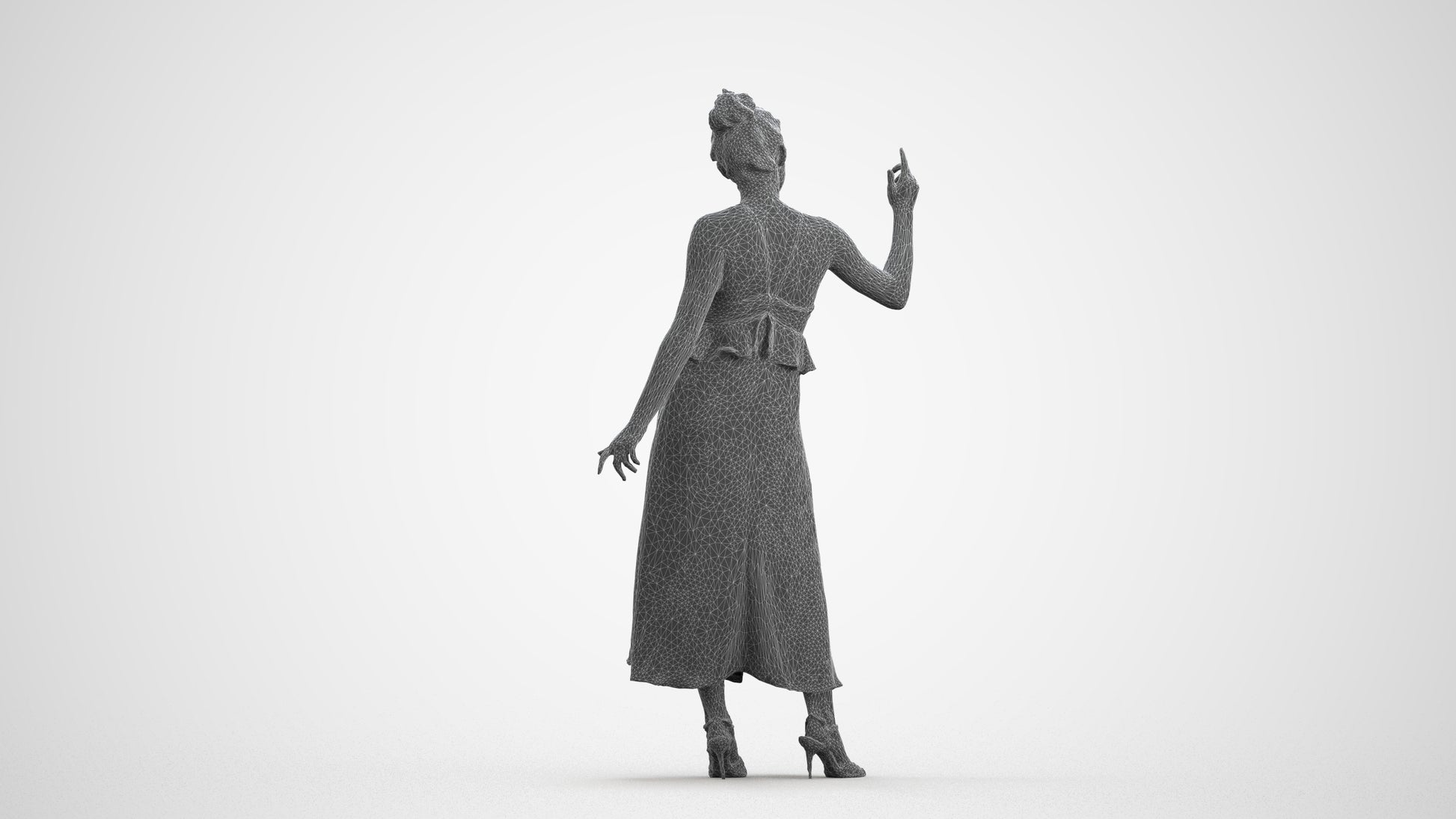 scanned 3D woman formal formalaffairs, photogrammetry people for Enscape and V-Ray, wireframe front view