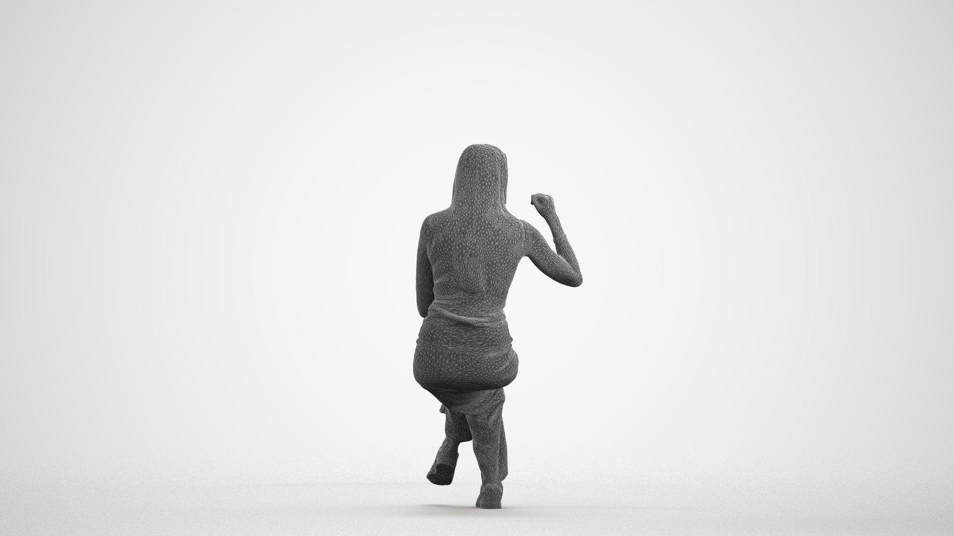 3D people model woman casual sitting, scanned human for 3ds Max rendering, wireframe front view