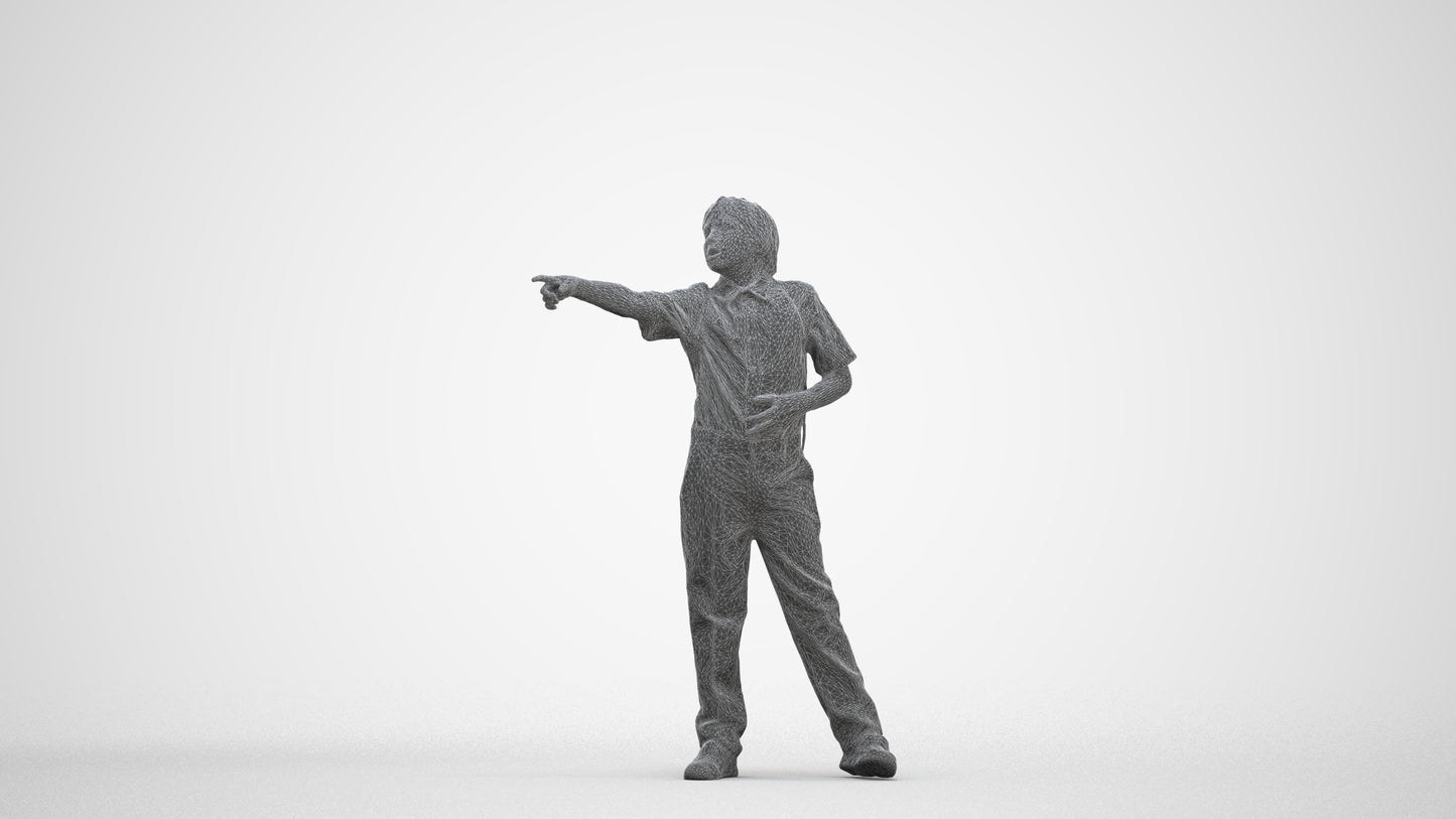 3D people model boy kids, scanned human for 3ds Max rendering, three-quarter front view render