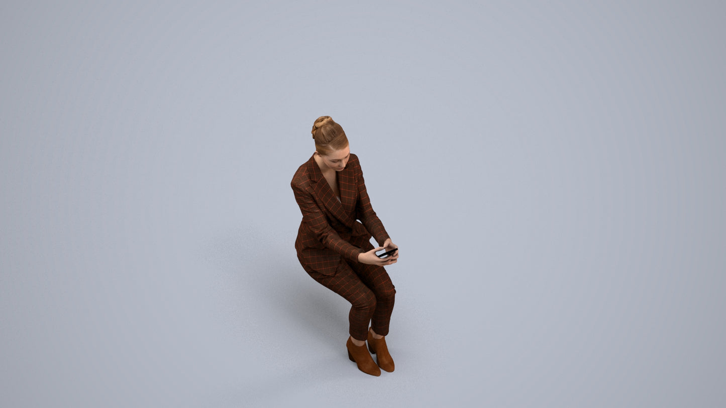 3D scanned woman business, photorealistic archviz people for Enscape and SketchUp, back view render