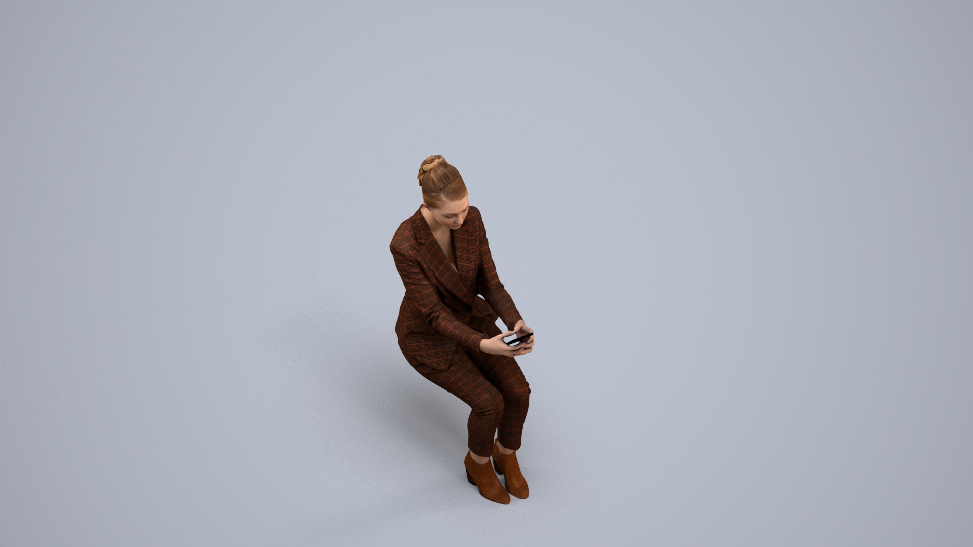 3D scanned woman business, photorealistic archviz people for Enscape and SketchUp, back view render