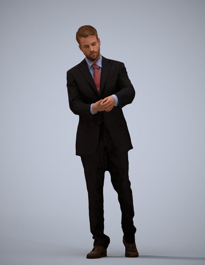 realistic 3D human man business, archviz people FBX OBJ for Blender