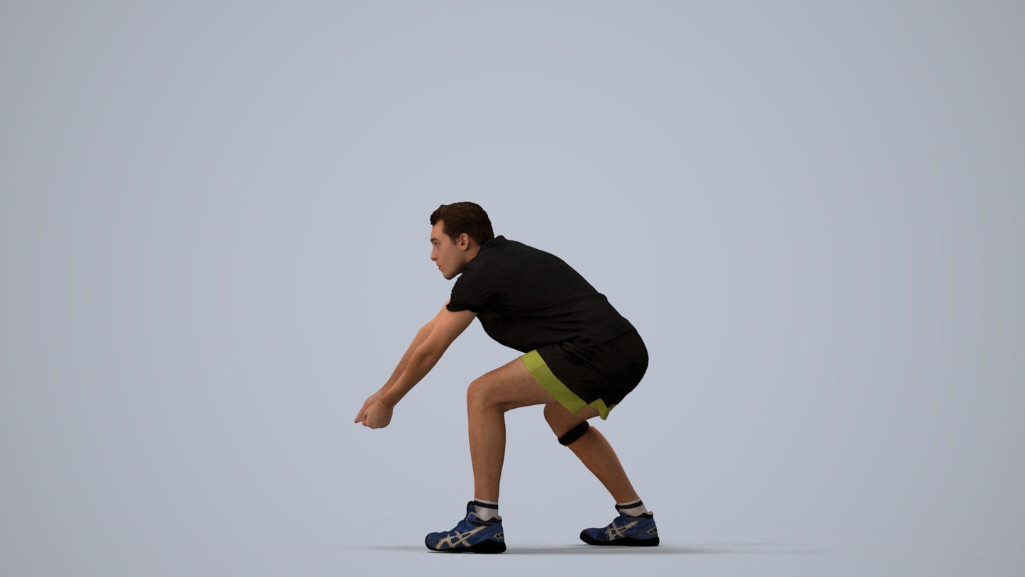 scanned 3D man sport, photogrammetry people for Enscape and V-Ray, three-quarter view render