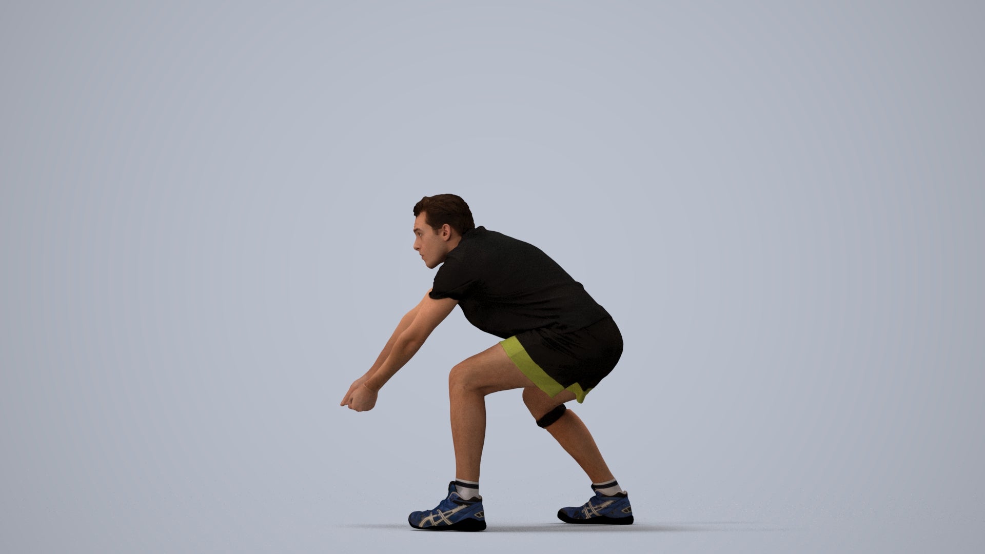 scanned 3D man sport, photogrammetry people for Enscape and V-Ray, three-quarter view render