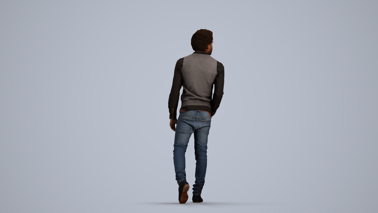 scanned 3D man casual standing, photogrammetry people for Enscape and V-Ray, front view render
