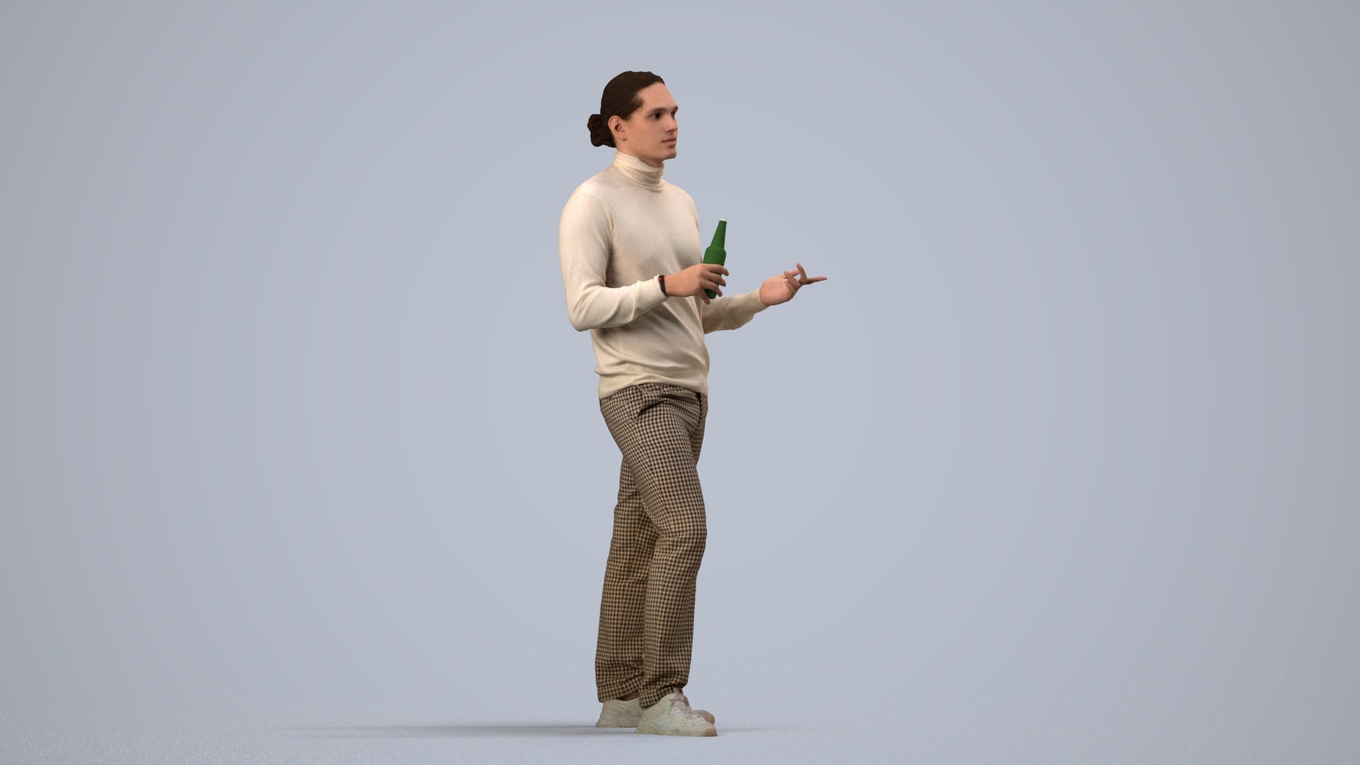 photogrammetry 3D man casual standing, realistic human model archviz FBX, side view render