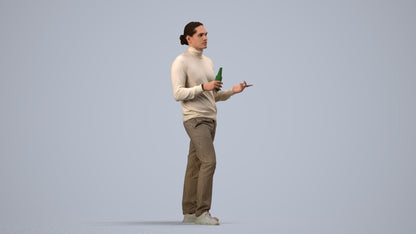 photogrammetry 3D man casual standing, realistic human model archviz FBX, side view render