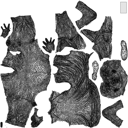 3D human model man casual sitting, photogrammetry scanned person for archviz, wireframe top-down view