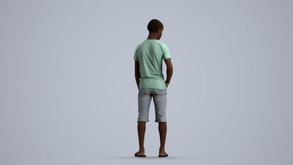 photogrammetry 3D boy casual kids, realistic human model archviz FBX, front view render