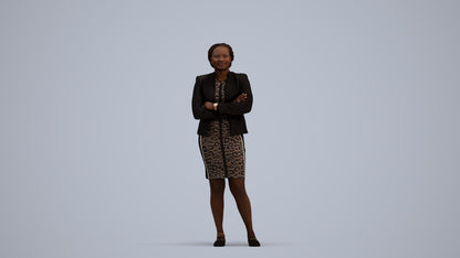 realistic 3D people woman business standing, render-ready for V-Ray and Corona, FBX OBJ, standing pose render