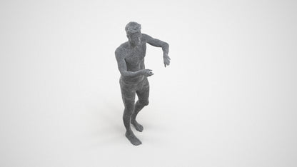 realistic 3D man bathroom, scanned archviz people for Blender and 3ds Max, wireframe three-quarter view