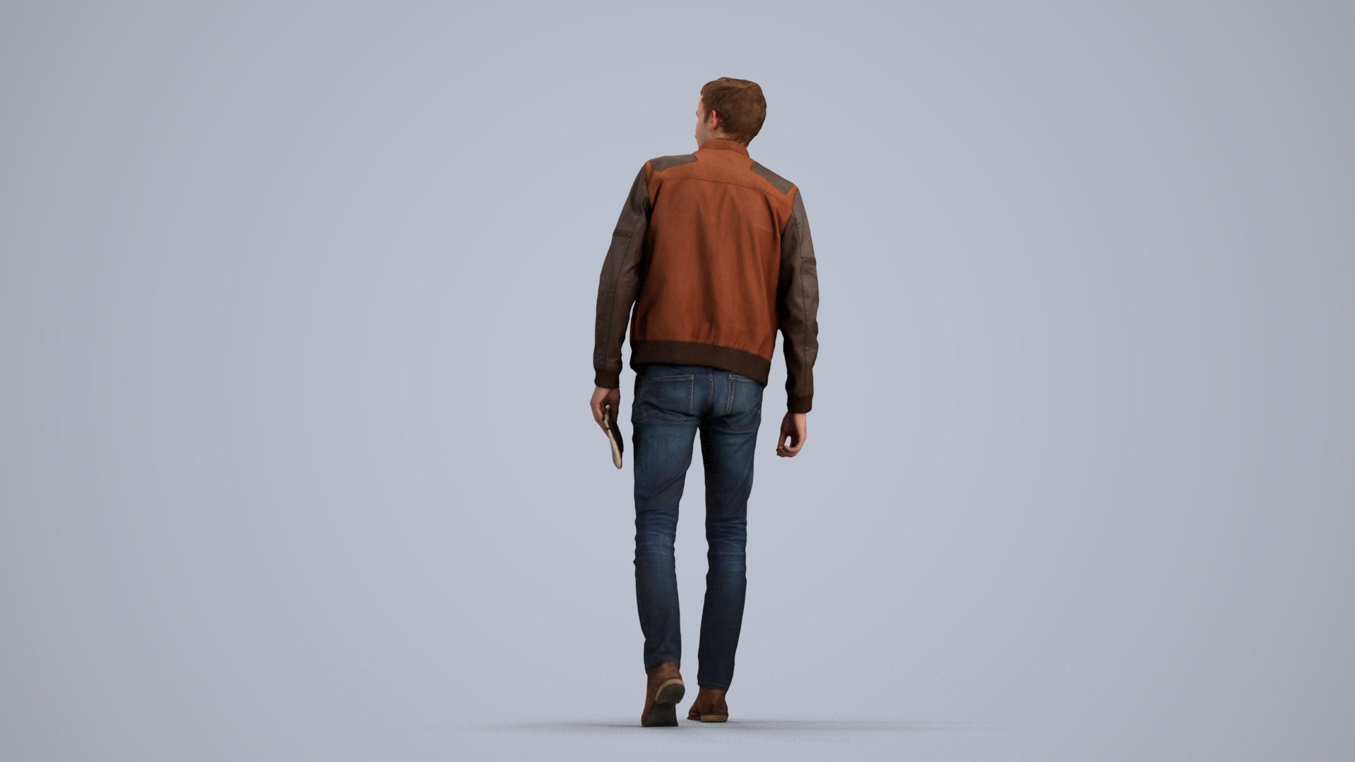 3D people model man casual walking, scanned human for 3ds Max rendering, front view render