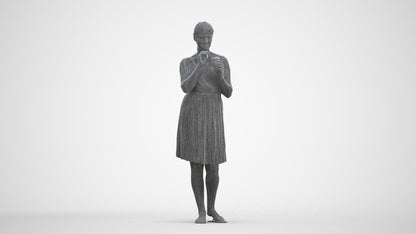 3D people model woman casual standing, scanned human for 3ds Max rendering, three-quarter front view render