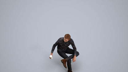 realistic 3D man casual sitting, scanned archviz people for Blender and 3ds Max, back view render