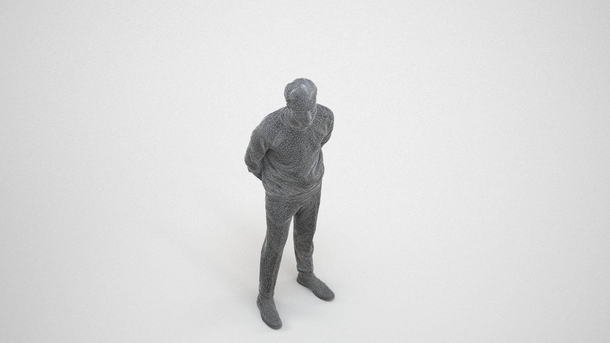 realistic 3D man casual business, scanned archviz people for Blender and 3ds Max, wireframe three-quarter view