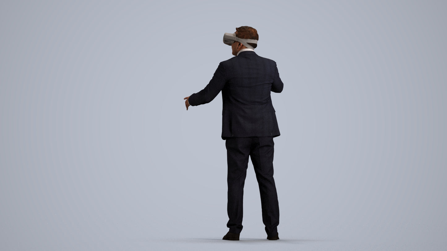 3D scanned man standing business, photorealistic archviz people for Enscape and SketchUp, front view render