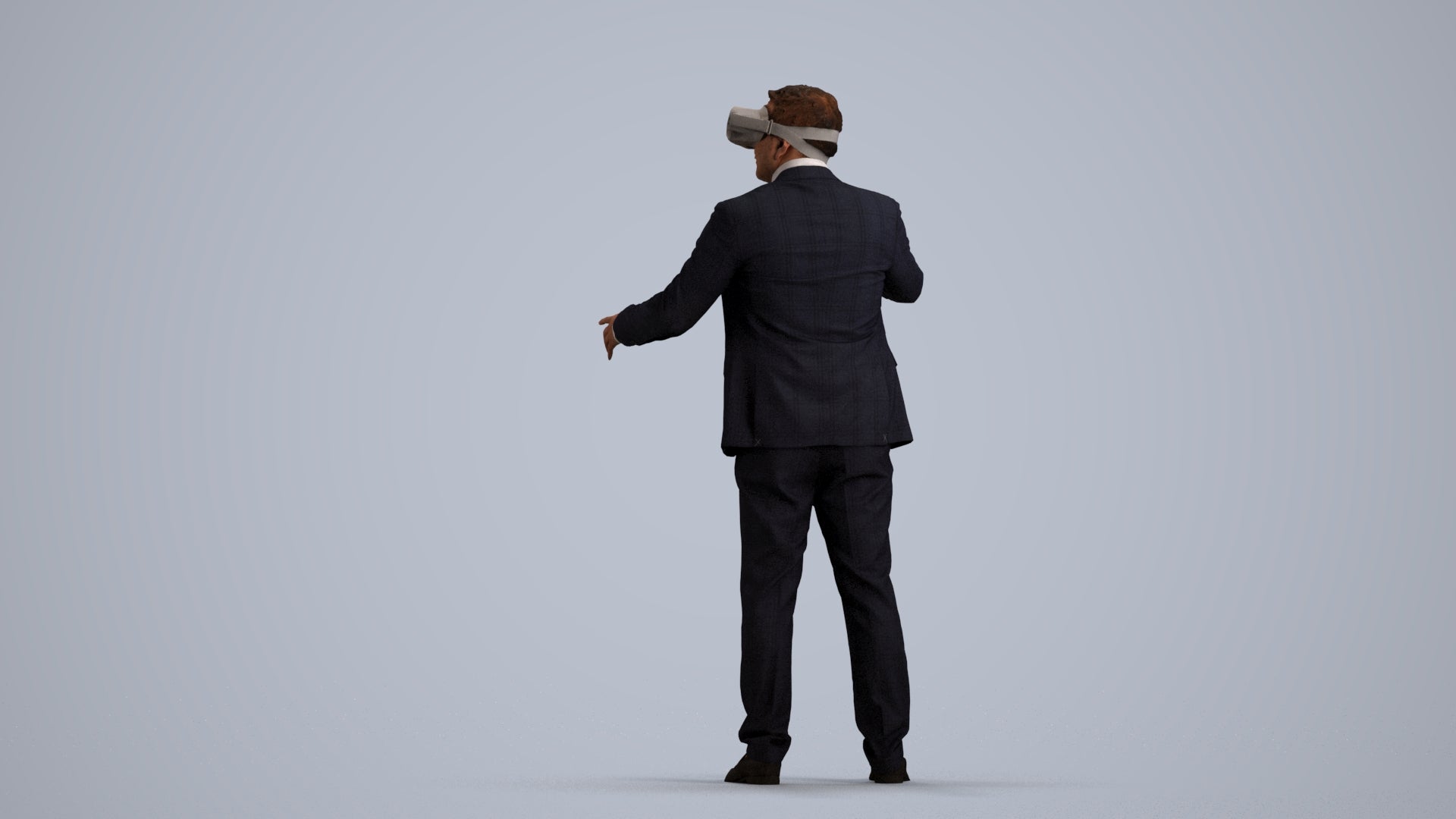 3D scanned man standing business, photorealistic archviz people for Enscape and SketchUp, front view render