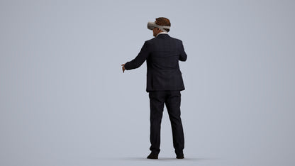 3D scanned man standing business, photorealistic archviz people for Enscape and SketchUp, front view render