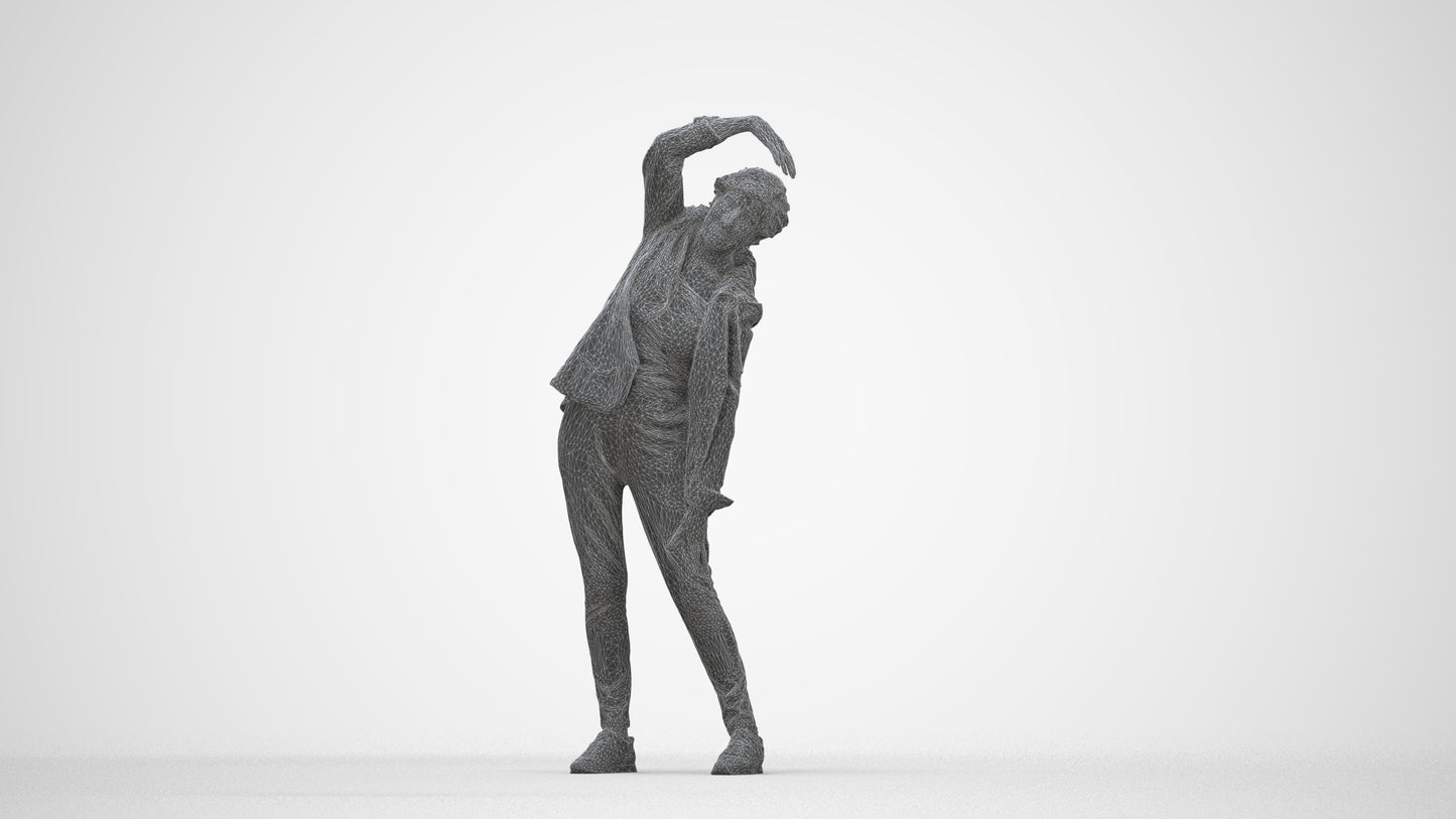 realistic 3D people senior woman sport, render-ready for V-Ray and Corona, FBX OBJ, wireframe back view