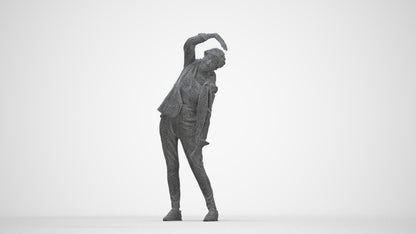 realistic 3D people senior woman sport, render-ready for V-Ray and Corona, FBX OBJ, wireframe back view
