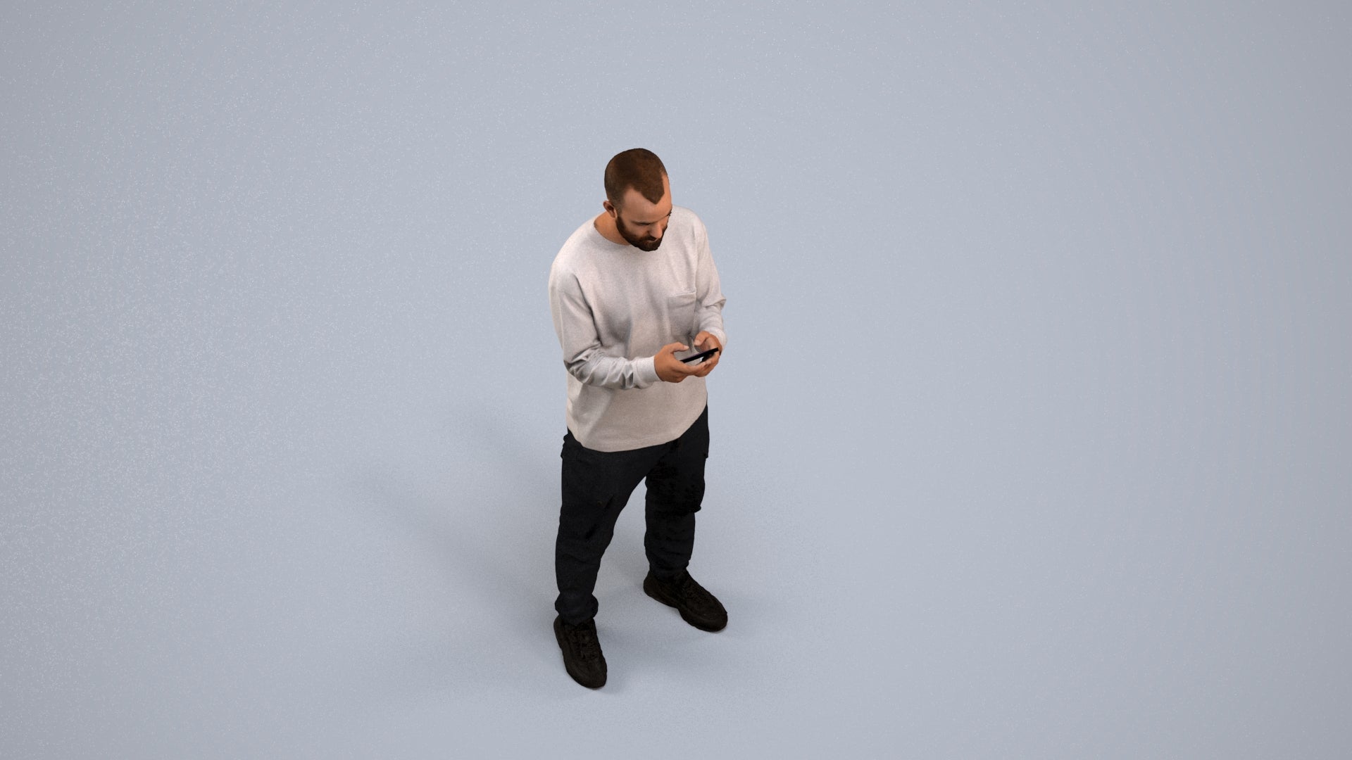 realistic 3D people man casual standing, render-ready for V-Ray and Corona, FBX OBJ, back view render