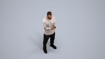 realistic 3D people man casual standing, render-ready for V-Ray and Corona, FBX OBJ, back view render