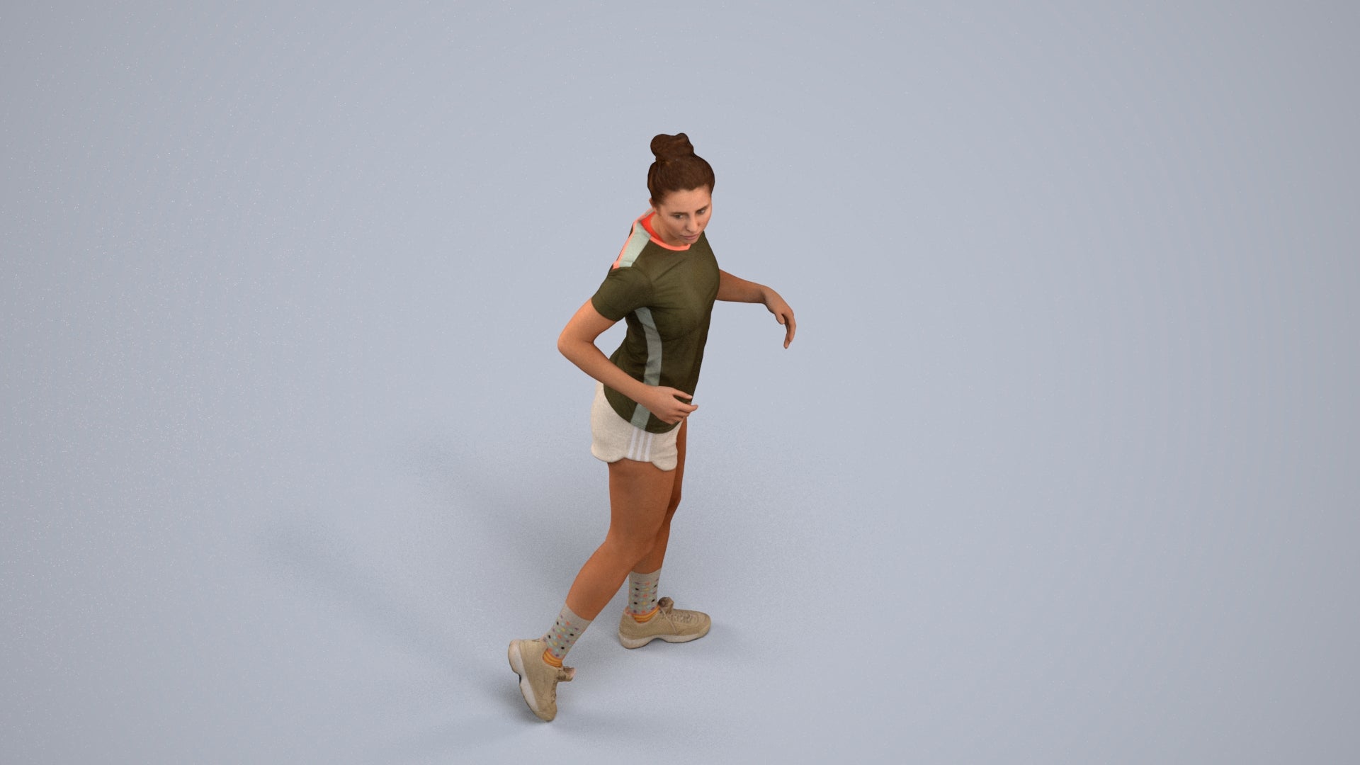 scanned 3D woman sport, photogrammetry people for Enscape and V-Ray, back view render