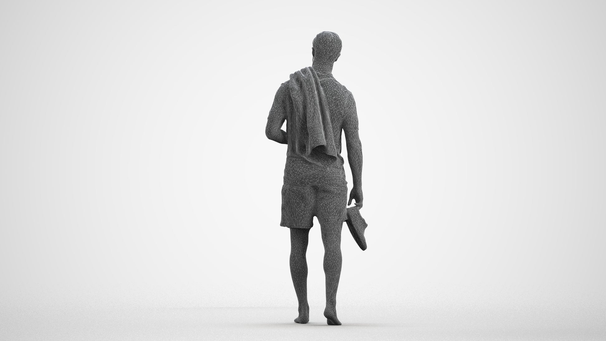realistic 3D people man casual pool, render-ready for V-Ray and Corona, FBX OBJ, wireframe front view