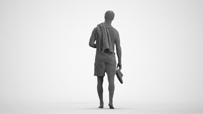 realistic 3D people man casual pool, render-ready for V-Ray and Corona, FBX OBJ, wireframe front view