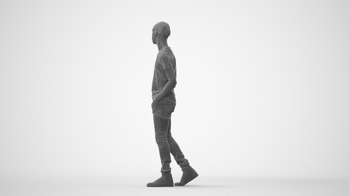 3D human model boy casual kids, photogrammetry scanned person for archviz, square thumbnail