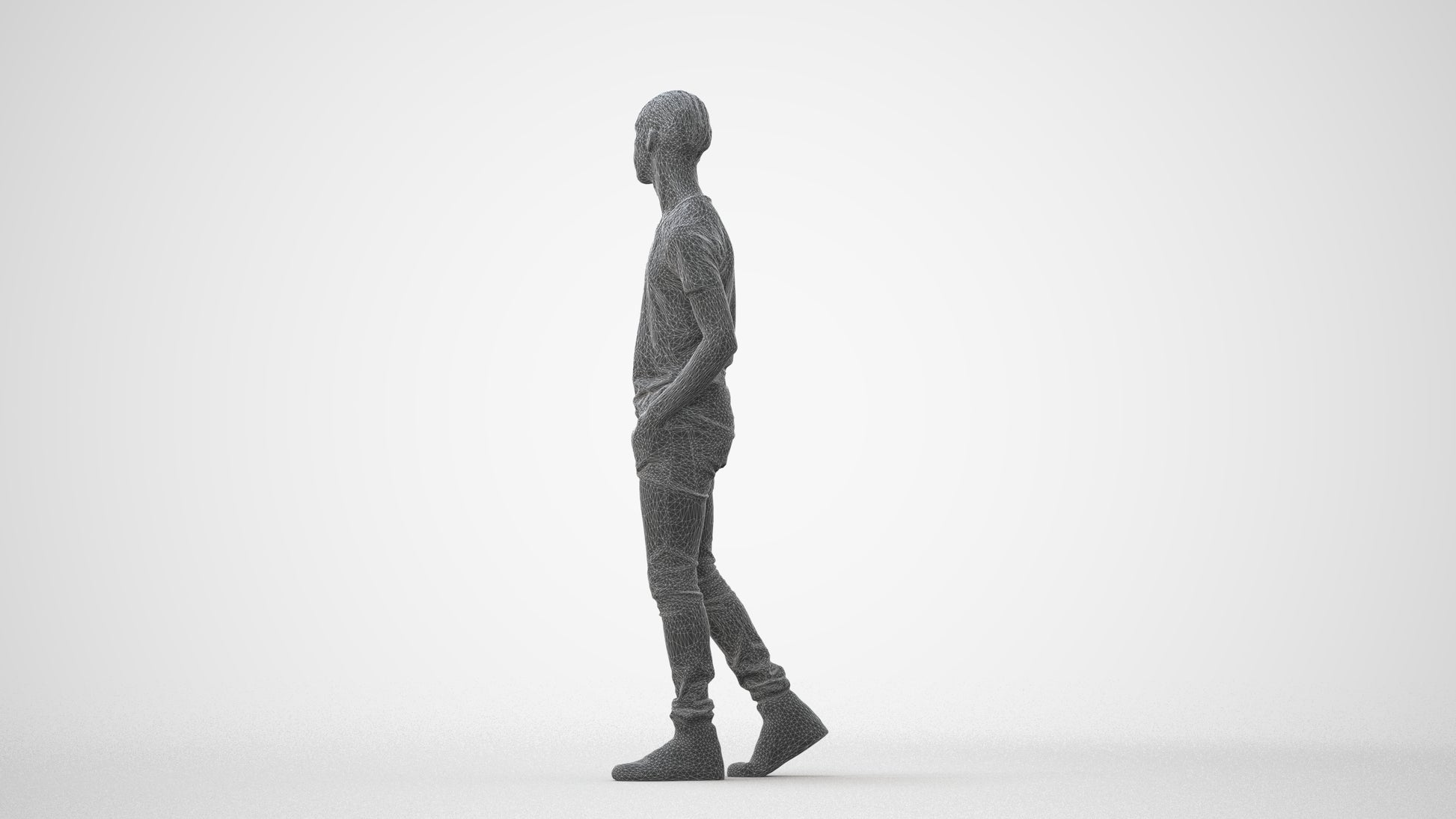 3D human model boy casual kids, photogrammetry scanned person for archviz, square thumbnail