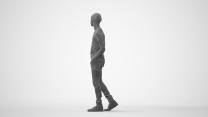 3D human model boy casual kids, photogrammetry scanned person for archviz, square thumbnail